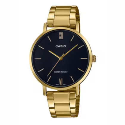 Casio General LTP-VT01G-1B Gold Stainless Steel with Black Dial Analog Women Watch